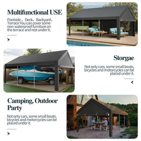 Shintenchi UV-resistant canopy protects vehicles from sun, dust, and light rain.