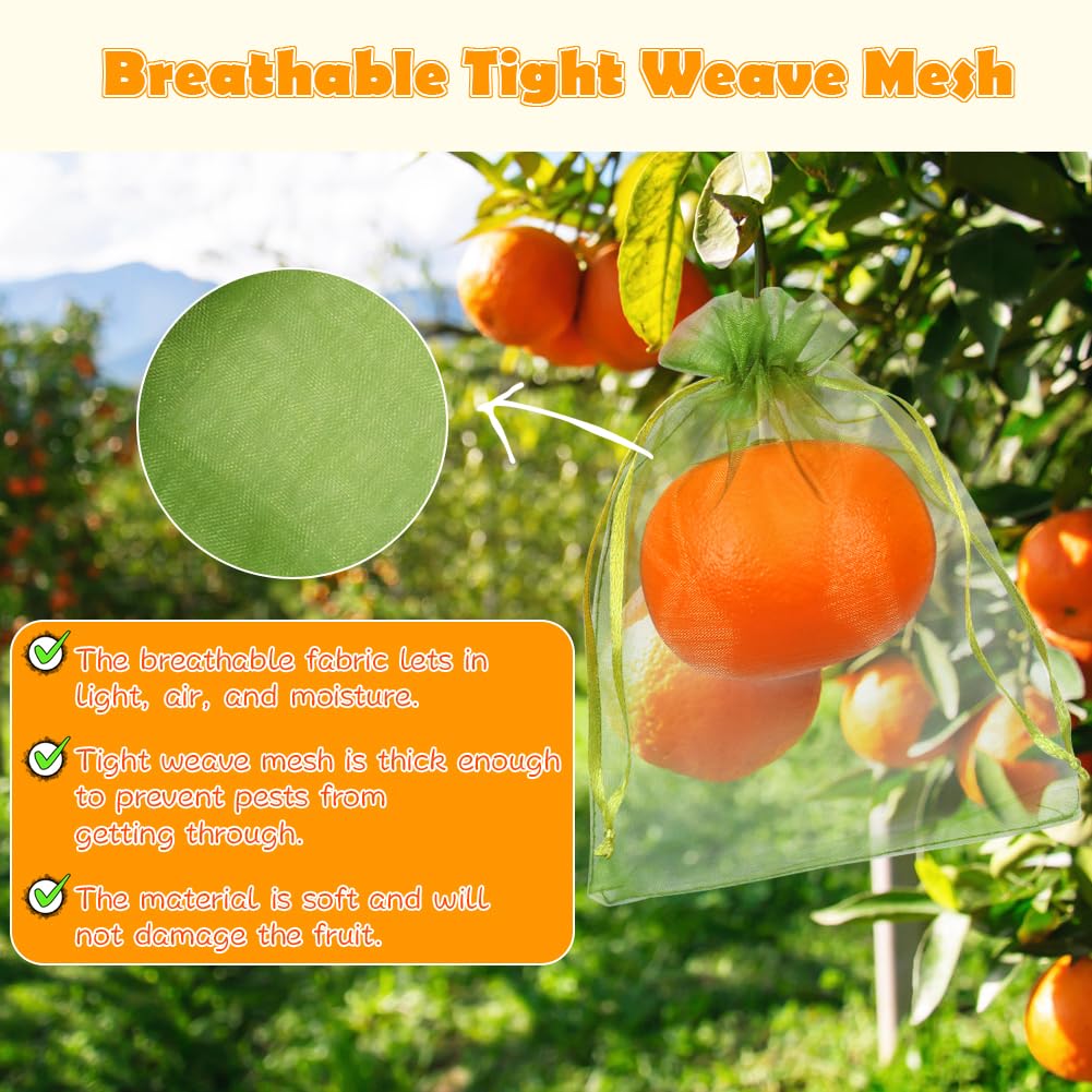 Shintop drawstring mesh bags on branch demonstrating secure closure