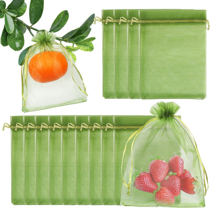 Shintop 5x7 green fruit protection bags protecting growing fruit from pests