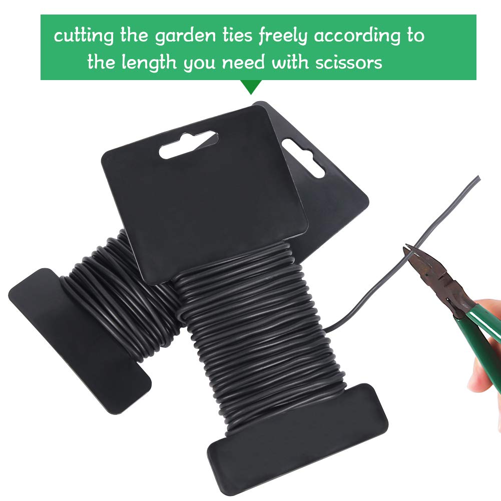 Shintop soft rubber coated twist tie in use on a plant.