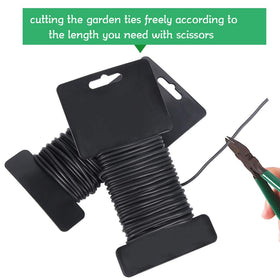 Shintop soft rubber coated twist tie in use on a plant.