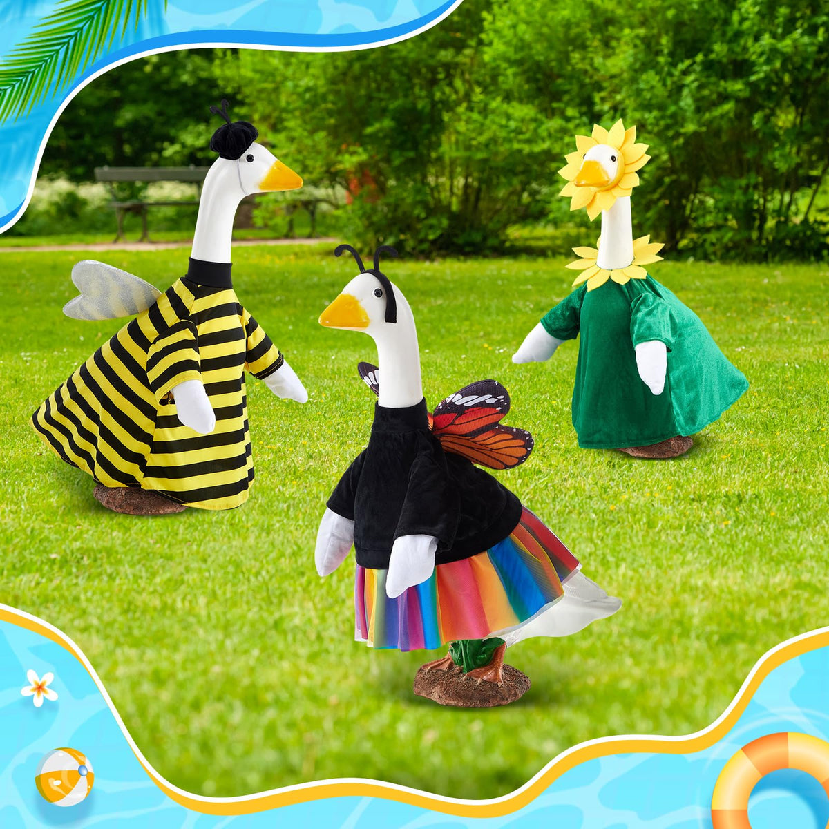 Shinylin easy-clean polyester goose costume resists weather and dirt