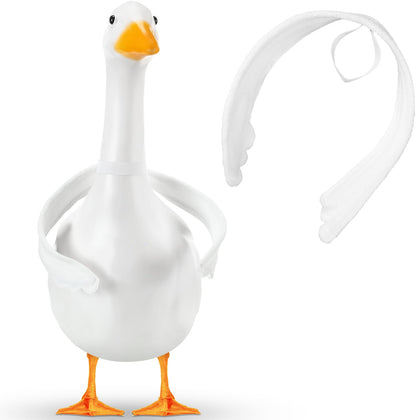 Shinylin poseable porch goose wings Wave Edge on a statue for vibrant outdoor decor