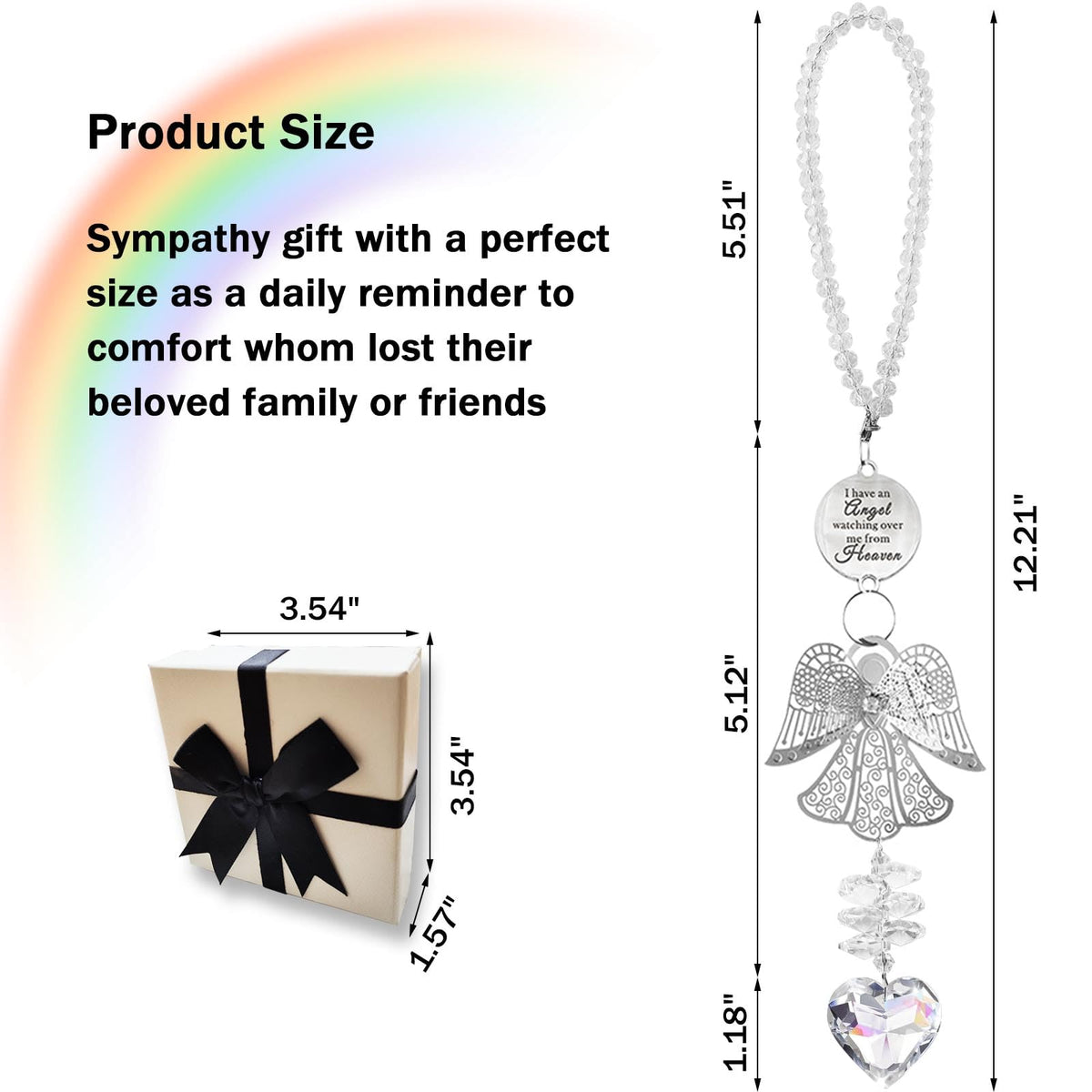 Shinyrize angel-style memorial suncatcher with wings catching light