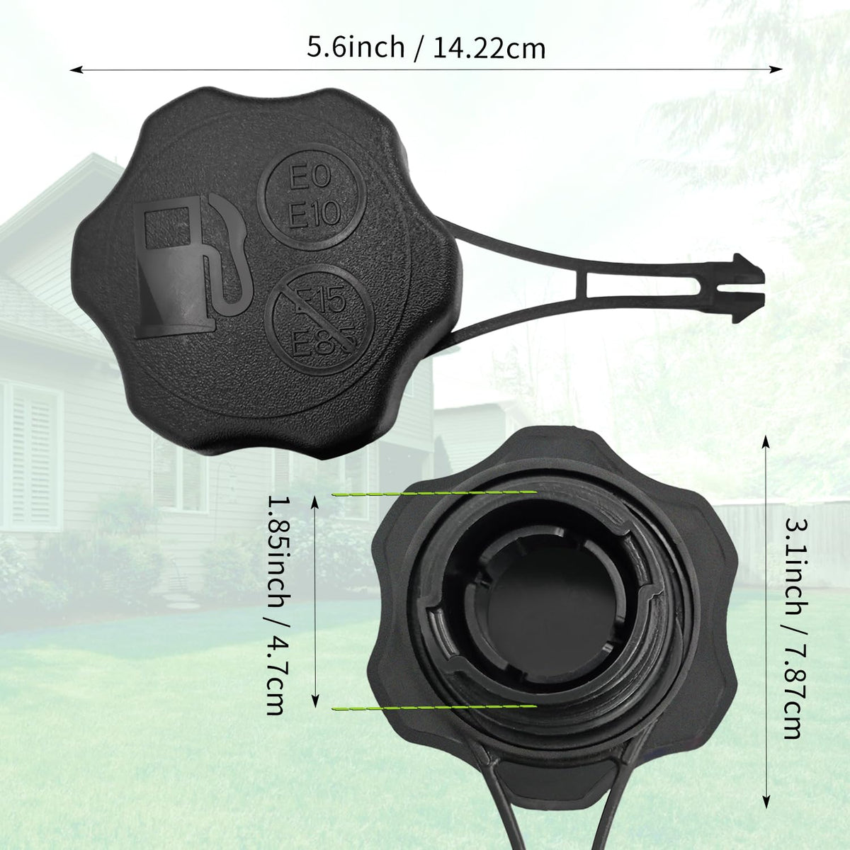Shiosheng fuel tank cap with tether attached, ready for installation.