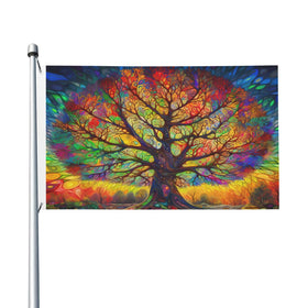 SHIRMDIY Hippie Tree Flag back view visible from both sides