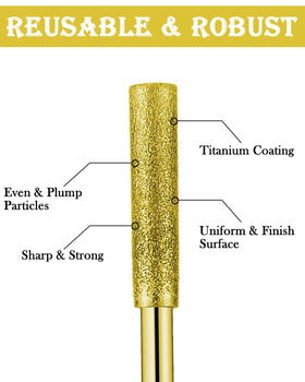 Shitime 3-16-diameter head ensures even emery distribution.