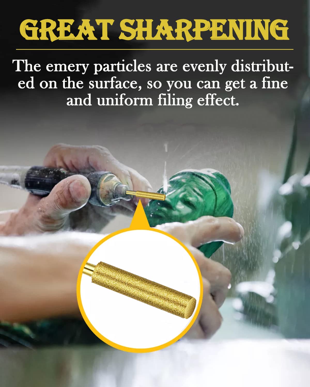 Shitime titanium-coated emery provides durable sharpening performance.