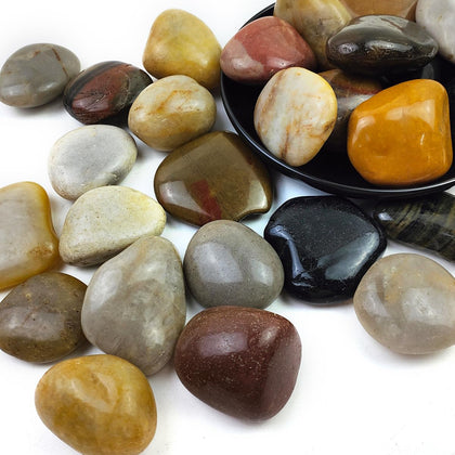 SHIZWU 5LB mixed color river rocks for vibrant outdoor decor