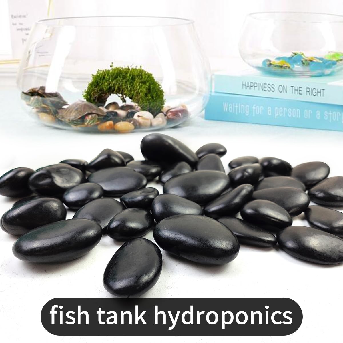 SHIZWU black pebbles used to decorate an outdoor fountain with smooth texture.