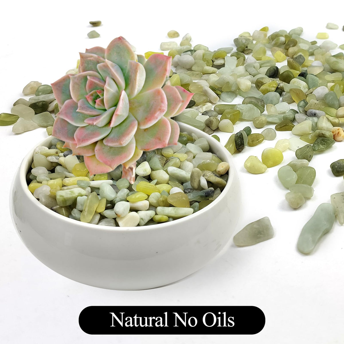 SHIZWU jade pebbles in a vase decor for refined indoor arrangement.