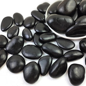 SHIZWU natural black river rocks, 2-3 inch, ideal for striking outdoor landscaping and drainage.