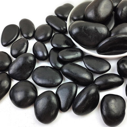 SHIZWU natural black river rocks, 2-3 inch, ideal for striking outdoor landscaping and drainage.