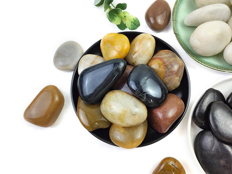 SHIZWU natural river rocks for aquariums add subtle color