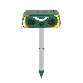 SHKI solar animal repellent front view deterring wildlife in the yard
