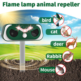 SHKI solar animal repellent at night with flashing lights deterring nocturnal visitors