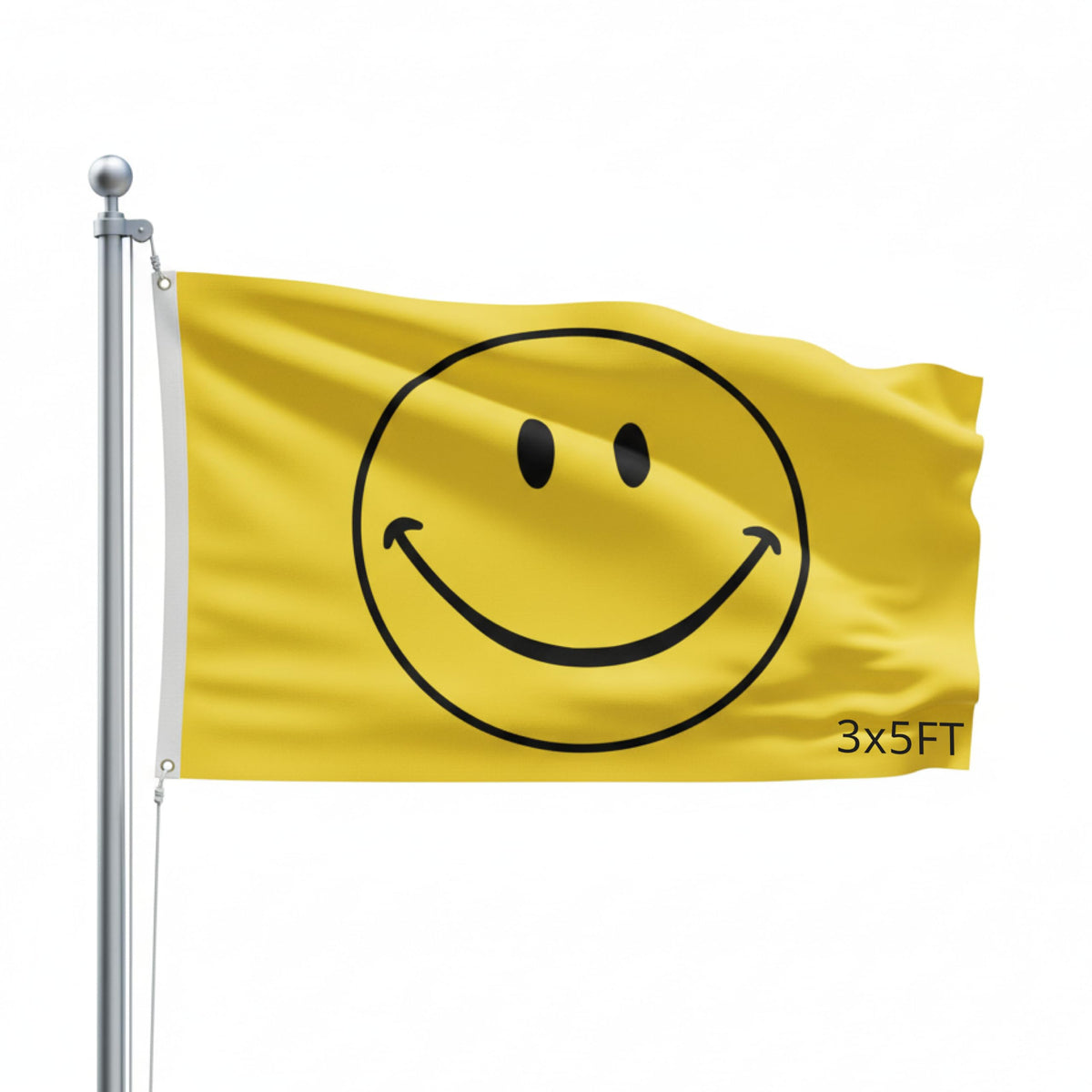Shoe String King Smiley Face Flag 3x5 outdoor display for high visibility
