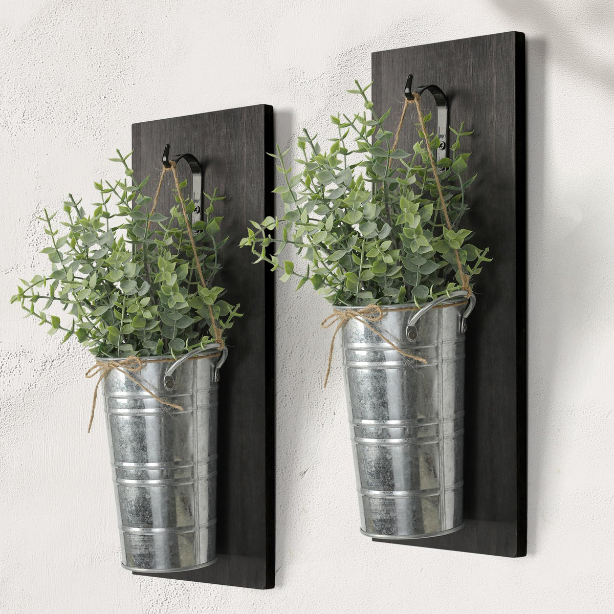 SHOHAYTO farmhouse wood wall planters add rustic elegance to living room walls.