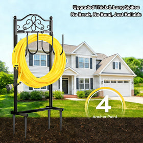 Shomextol 100 ft capacity frame keeps long hoses neatly coiled and accessible.