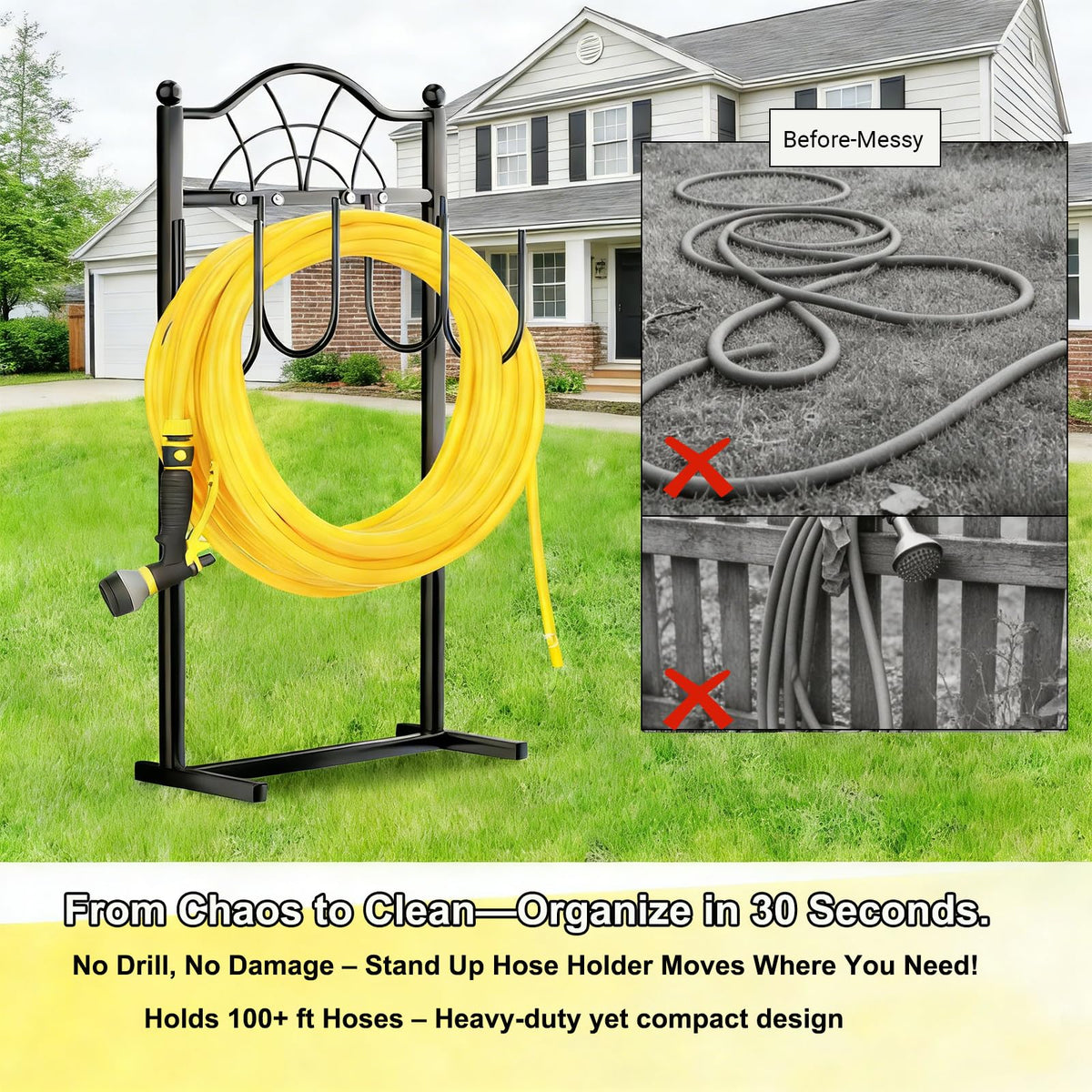 Shomextol tangle-resistant feature protects hoses from knots and wear.