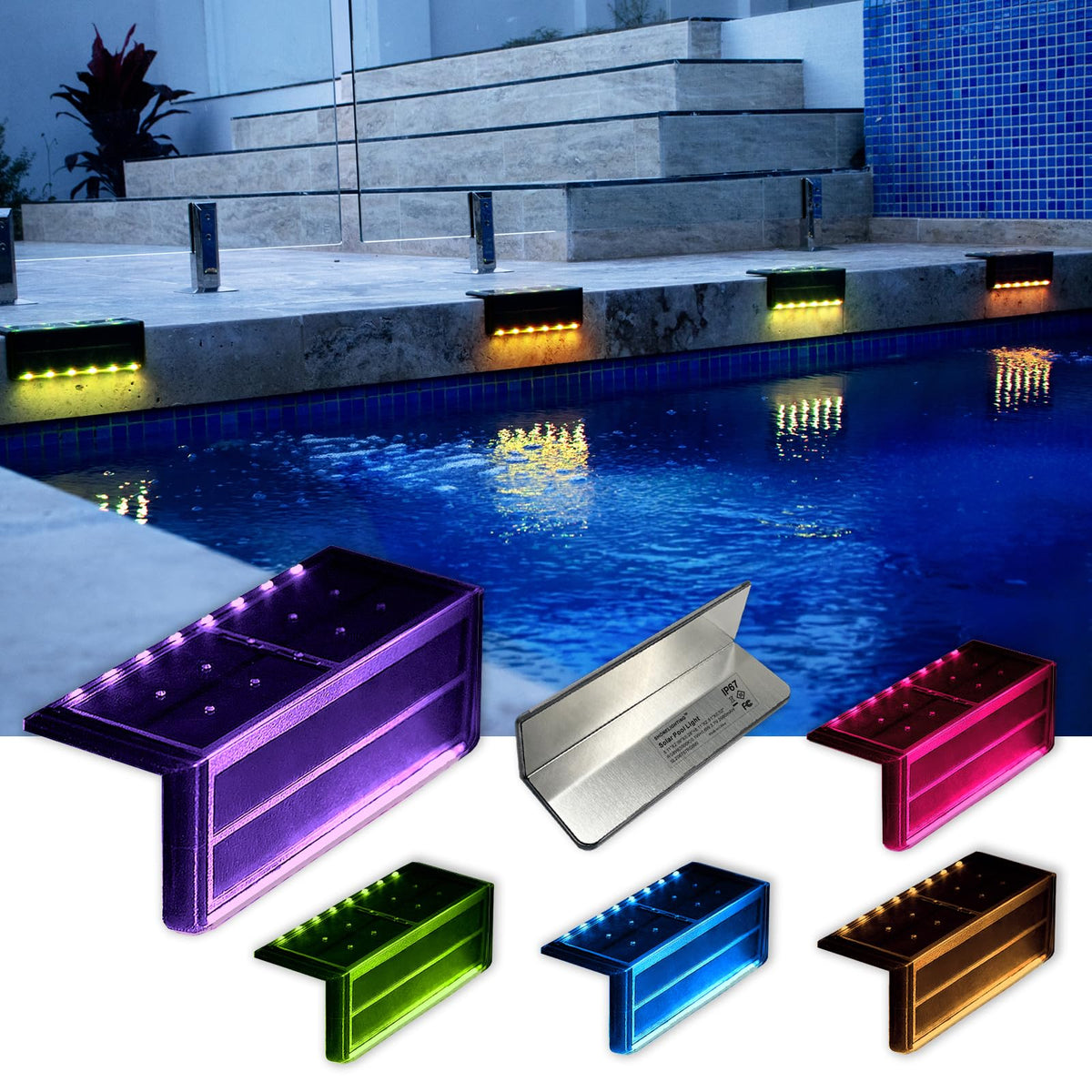 SHONELIGHTING RGBW edge light along pool border for safer navigation and mood
