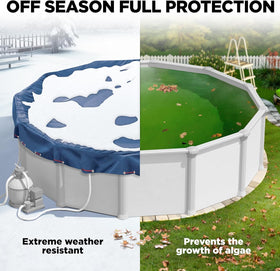 Shop Square 12ft round pool cover blocks debris during off-season.