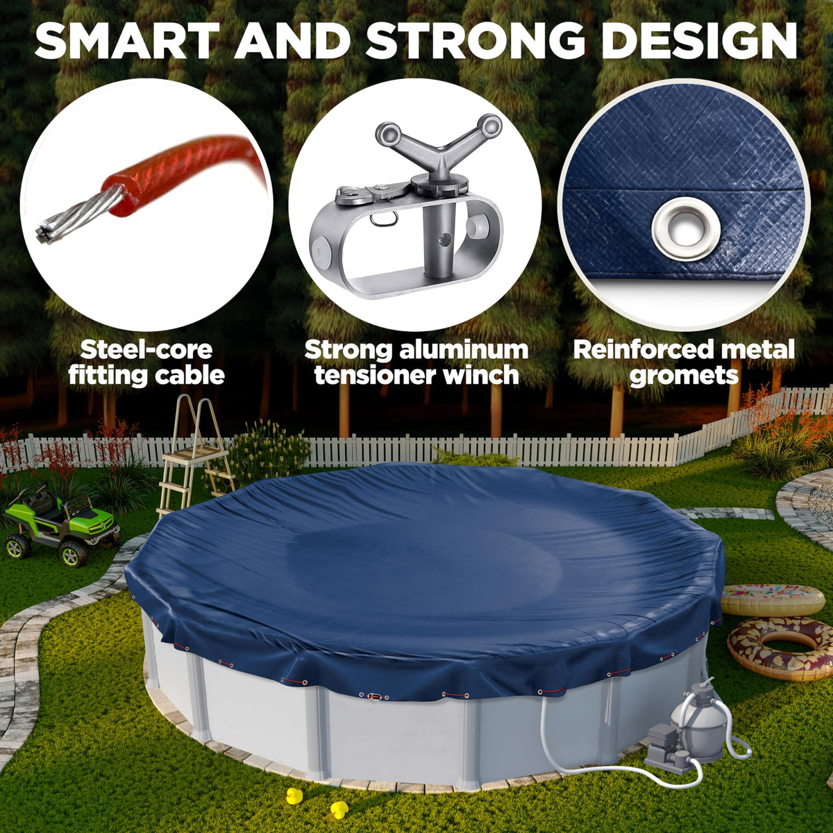 Custom-fit Shop Square 21 ft round pool cover over a round pool