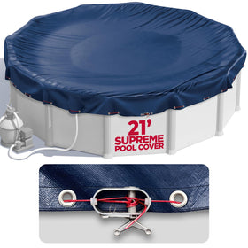 Shop Square 21 ft round pool cover shows heavy-duty mesh for winter protection