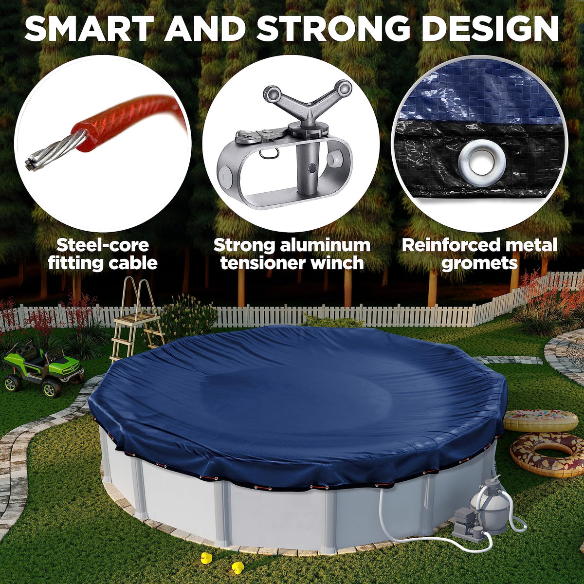 Shop Square 28 ft round pool cover protects above-ground pools year-round