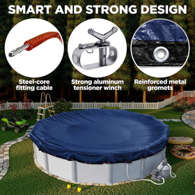 Shop Square 28 ft round pool cover protects above-ground pools year-round