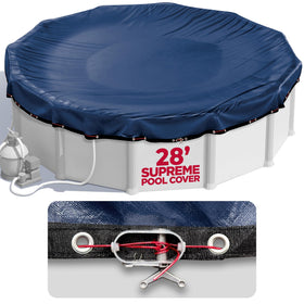 Shop Square 28ft round pool cover shows supreme mesh strength for winter protection