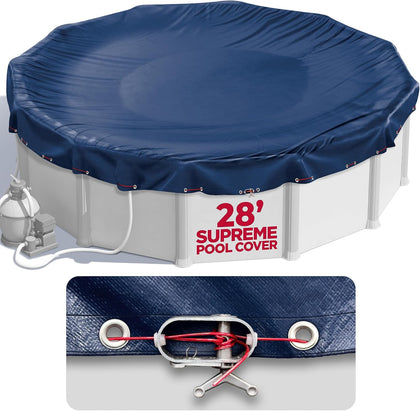 Shop Square 28ft round pool cover shows supreme mesh strength for winter protection