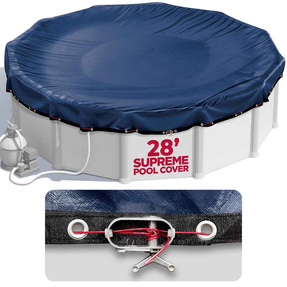 Shop Square 28ft round pool cover shows supreme mesh strength for winter protection