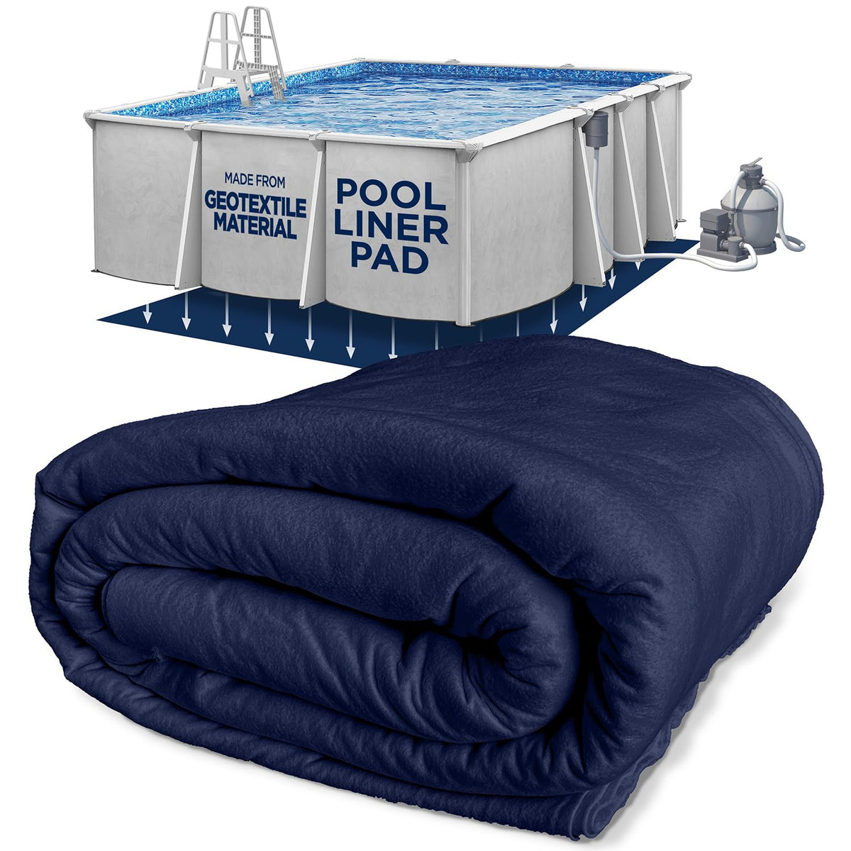 Shop Square rectangle pool pad with durable geotextile protects liners from punctures.