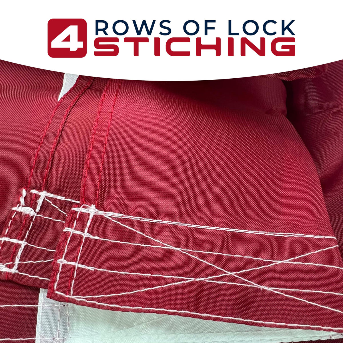 Shop72 flag includes four-row stitching on the wind side for durability.