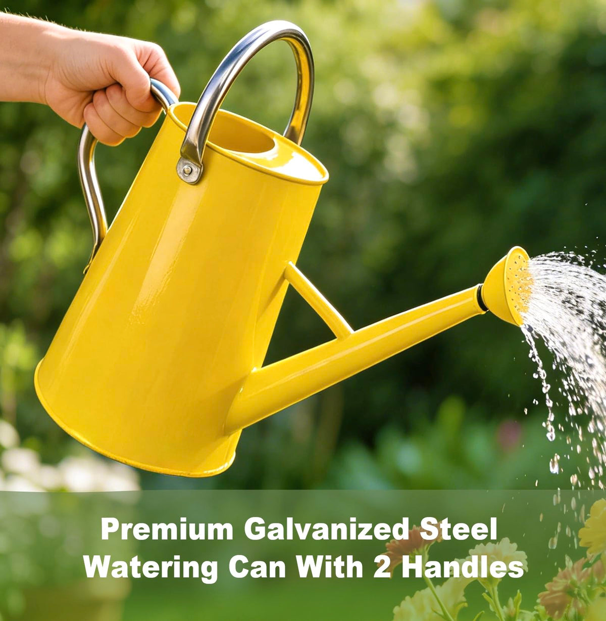 shopwithgreen watering can dual stainless steel handles for balanced, easy watering