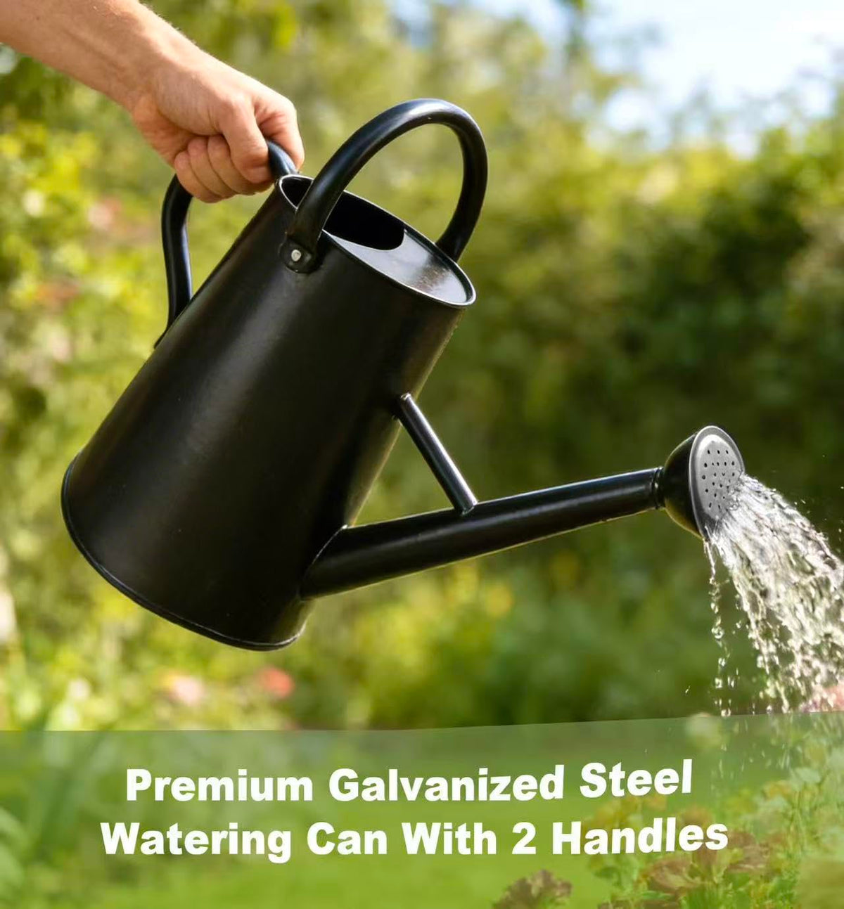 ShopWithGreen Watering Can features ergonomic dual handles for comfortable, controlled watering.