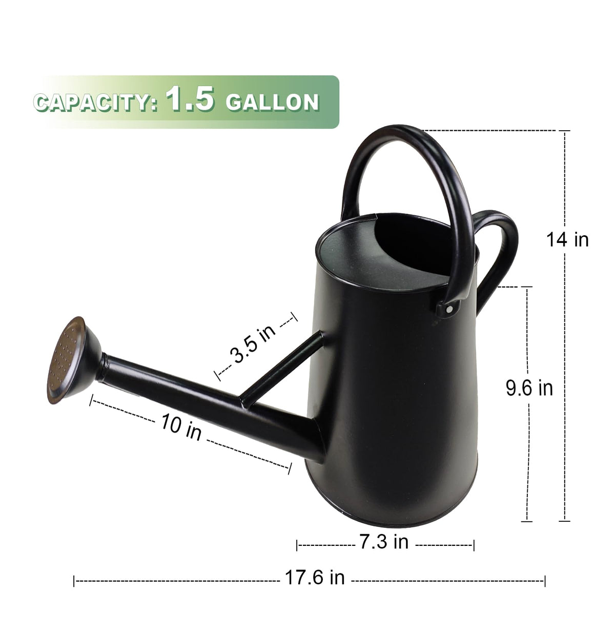 ShopWithGreen Watering Can with removable sprinkler head for delicate showers or strong streams.