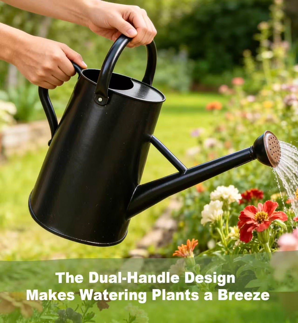 ShopWithGreen Watering Can top handle is adjustable for your preferred watering angle.