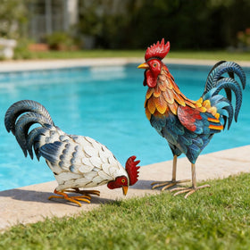 Shorayn rooster yard sculpture for porch or lawn.