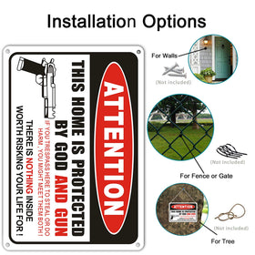 Showbellia gun sign with reflective coating for nighttime visibility when illuminated.