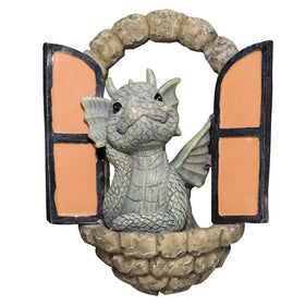 SHOWFEICAT dragon garden ornament resin craft enhances outdoor ambience day and night.