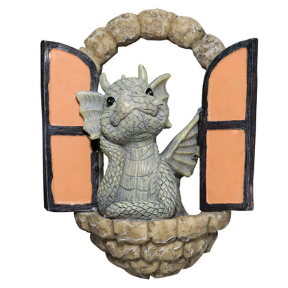 SHOWFEICAT dragon garden ornament resin craft enhances outdoor ambience day and night.