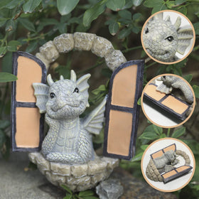 SHOWFEICAT luminous dragon door light activates at dusk for ambient glow.