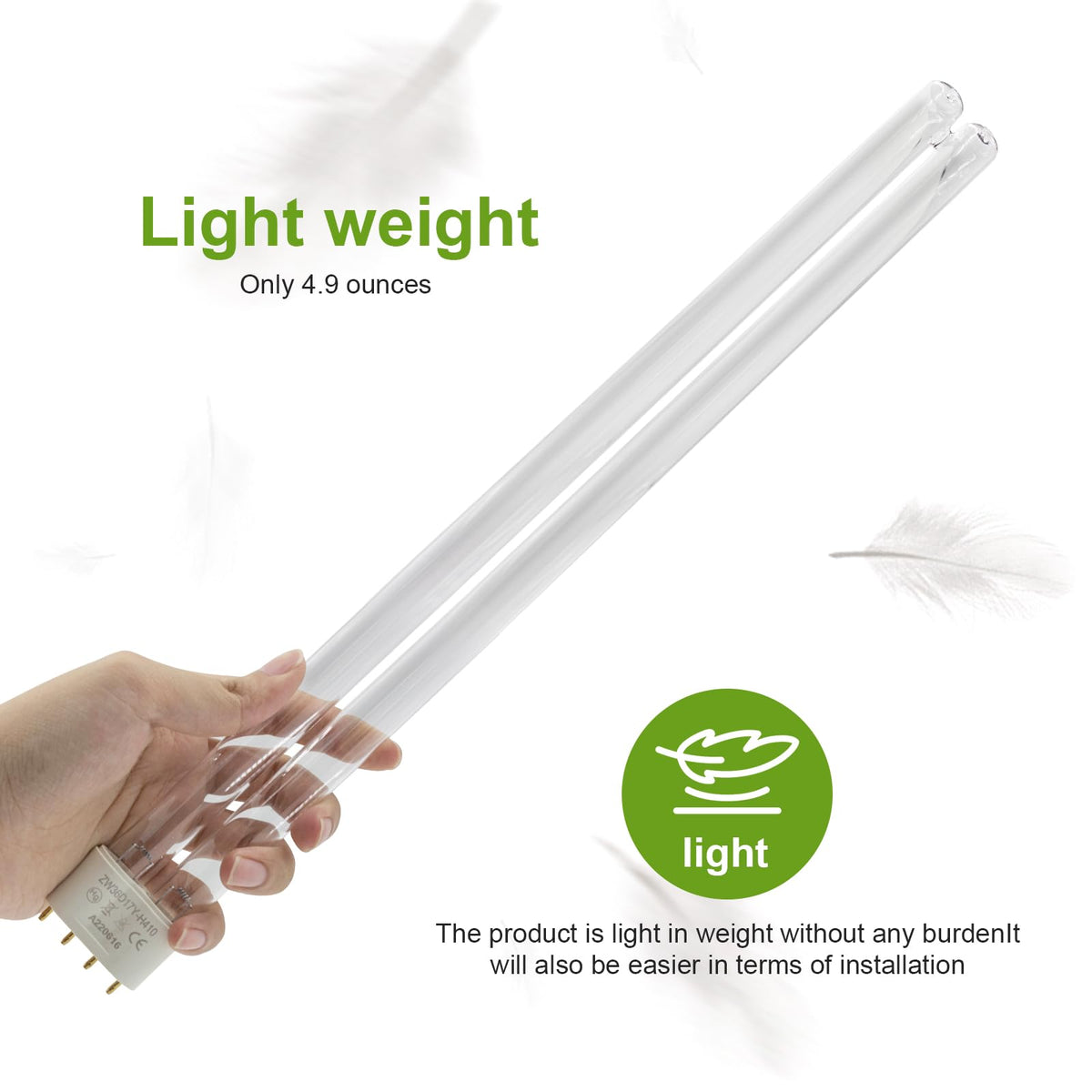 Showingo two-pack 36W UV bulbs for easy replacement.