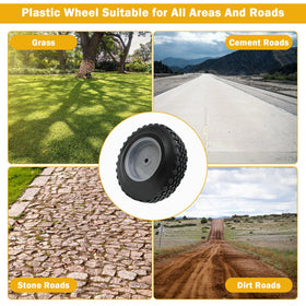Showingo easy-installation wheel shown aligned with generator mounting points.
