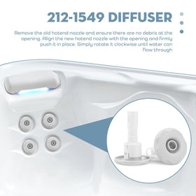 Showingo snap-in jet close-up illustrating easy alignment and secure fit.