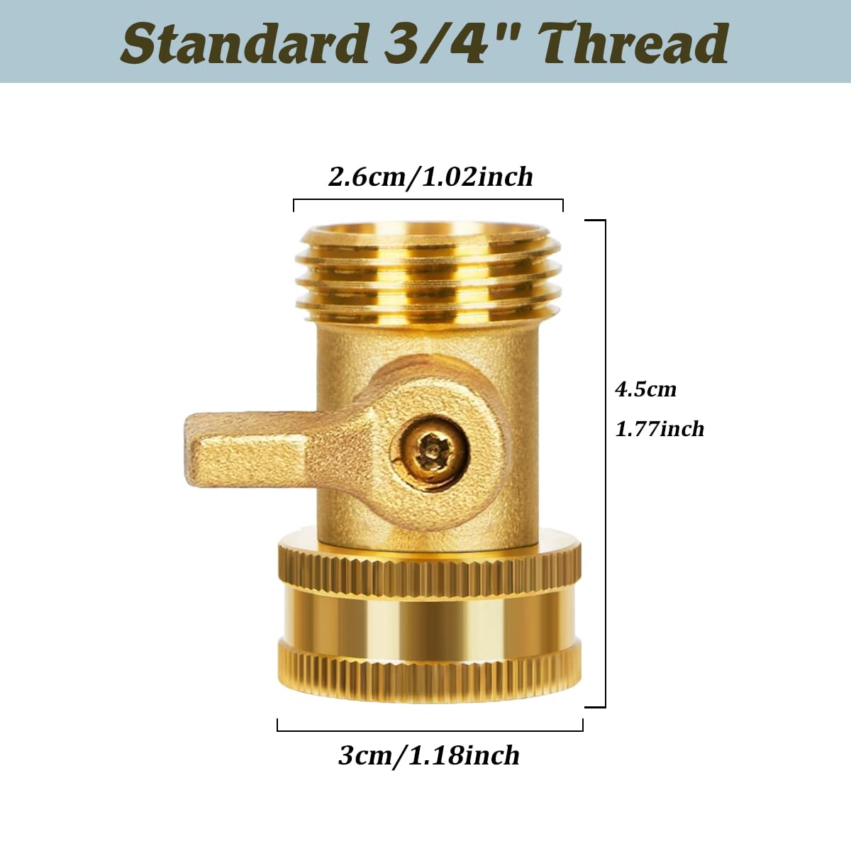 Shownew brass shut-off valve installed inline for easy water flow control.