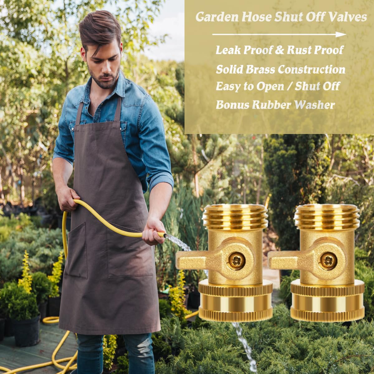 Shownew valve connected to standard 3-4 inch garden hose thread ready for setup.