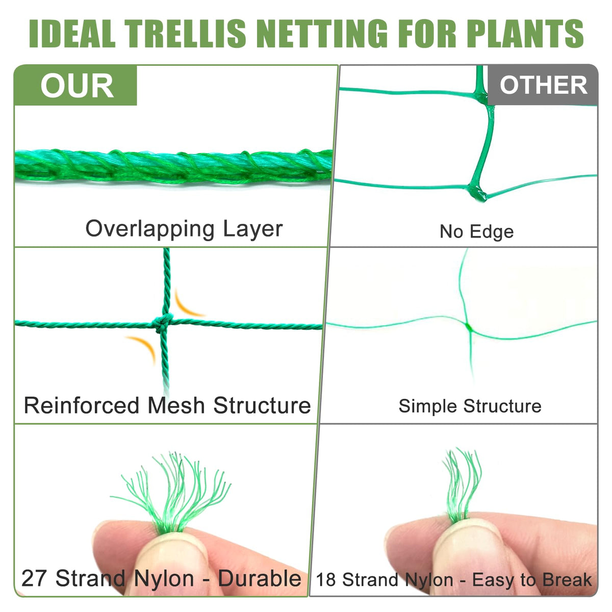 SHPPETONB trellis netting suits peas, grapes, beans, and more.